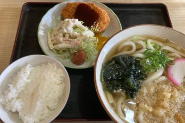 岡山総社市『手打うどんあかぎ』コロッケとかけうどんのうどん定食！