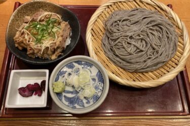 岡山駅前『北前そば高田屋』味染み染みの牛丼と冷たいざるそばランチ！